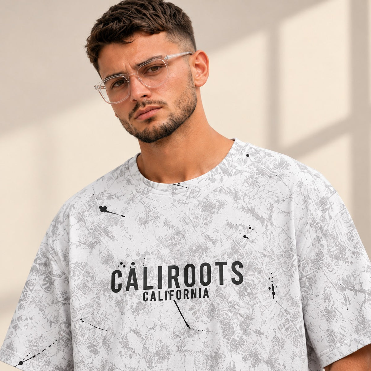 Marble Print Oversized Men's T-Shirt