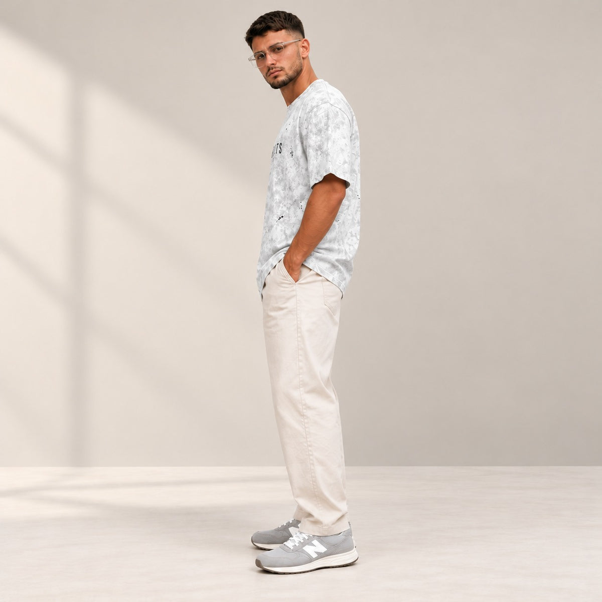 Marble Print Oversized Men's T-Shirt