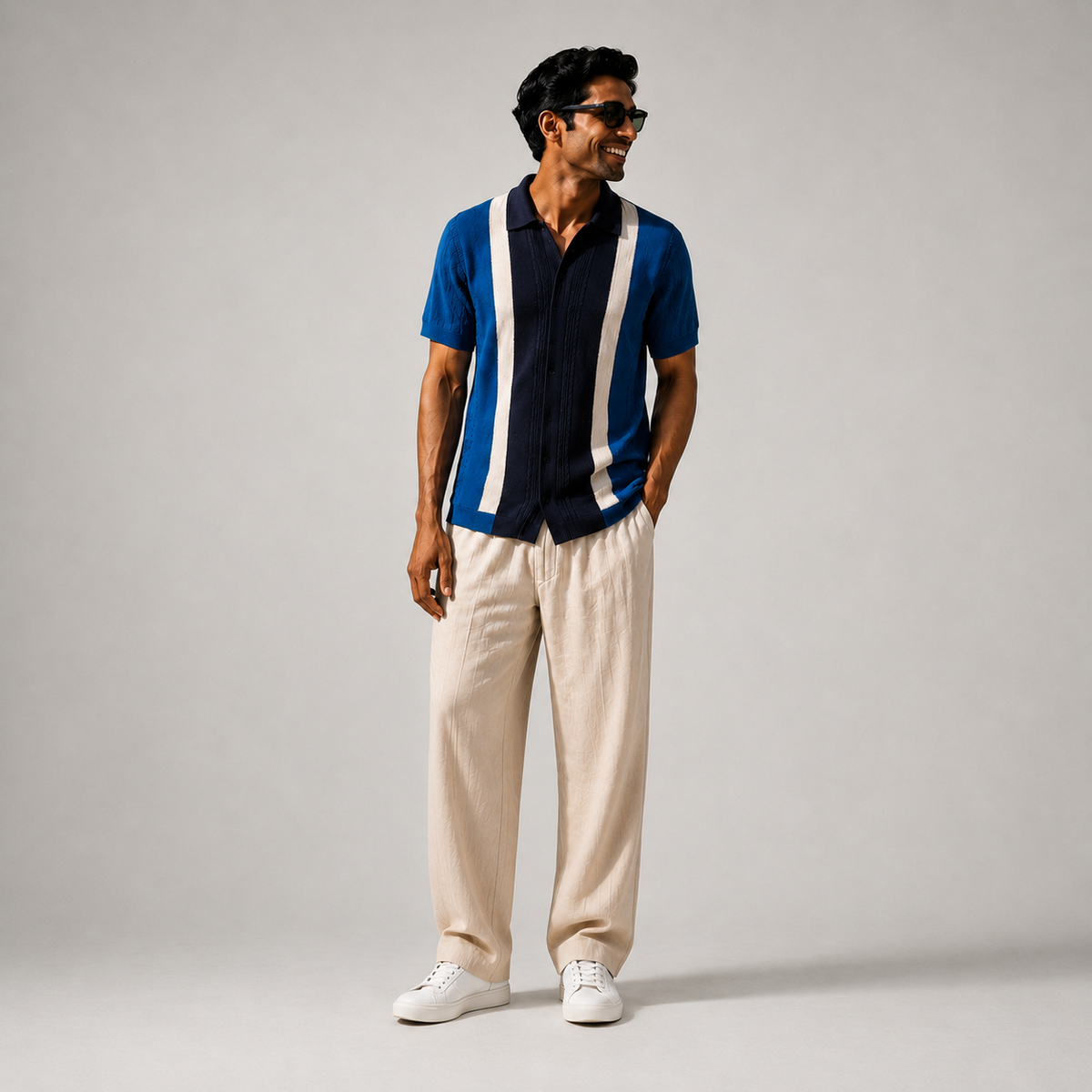 Block Knit Men's Polo T-Shirt