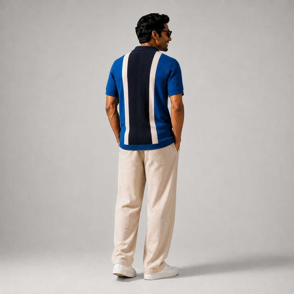 Block Knit Men's Polo T-Shirt