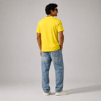 Yellow Graphic Print Cotton Men's T-Shirt