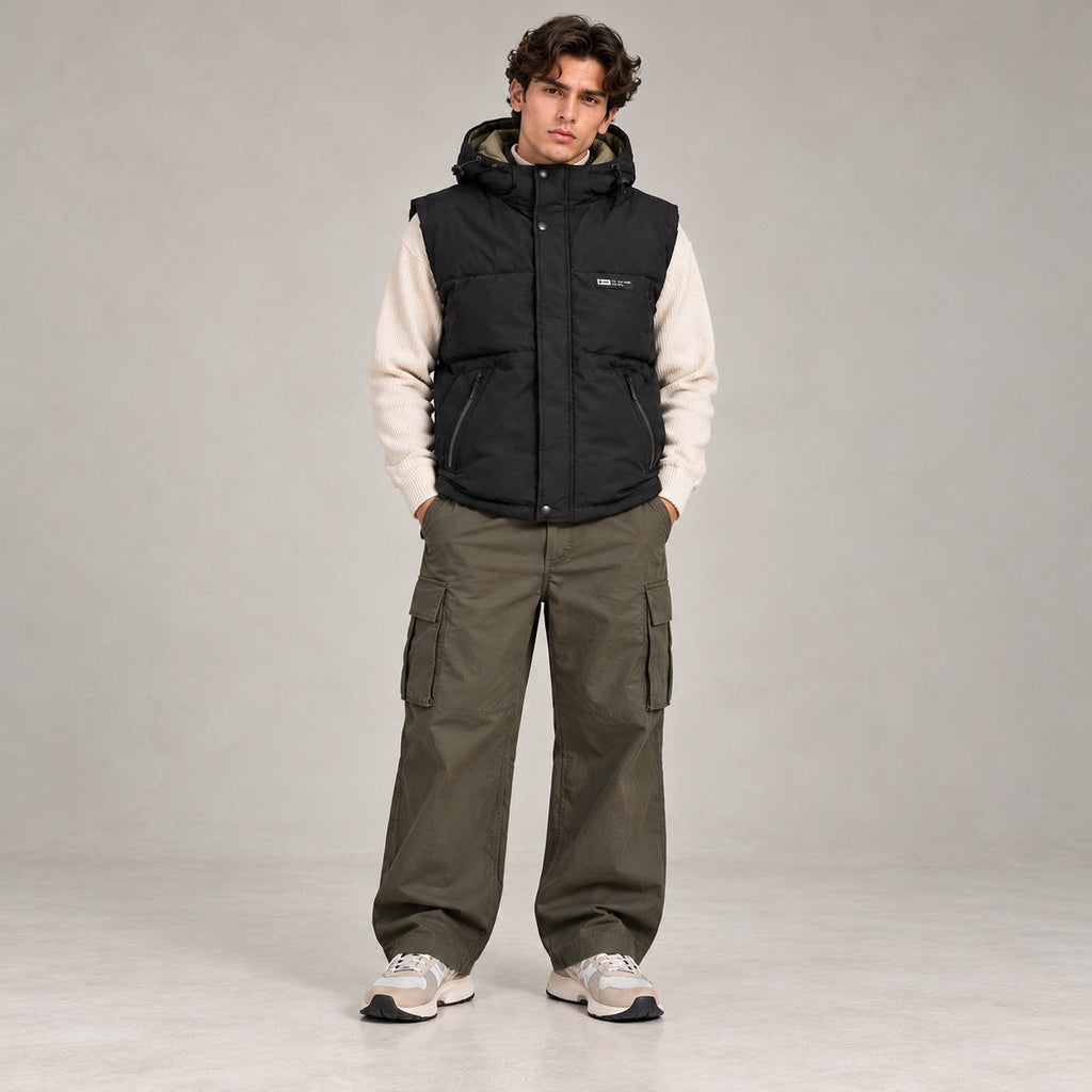 Reversible Hooded Puffer Sleeveless Jacket