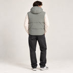 Sage Grey Hooded Puffer Sleeveless Jacket