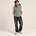 Sage Grey Hooded Puffer Sleeveless Jacket