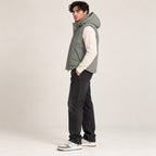 Sage Grey Hooded Puffer Sleeveless Jacket