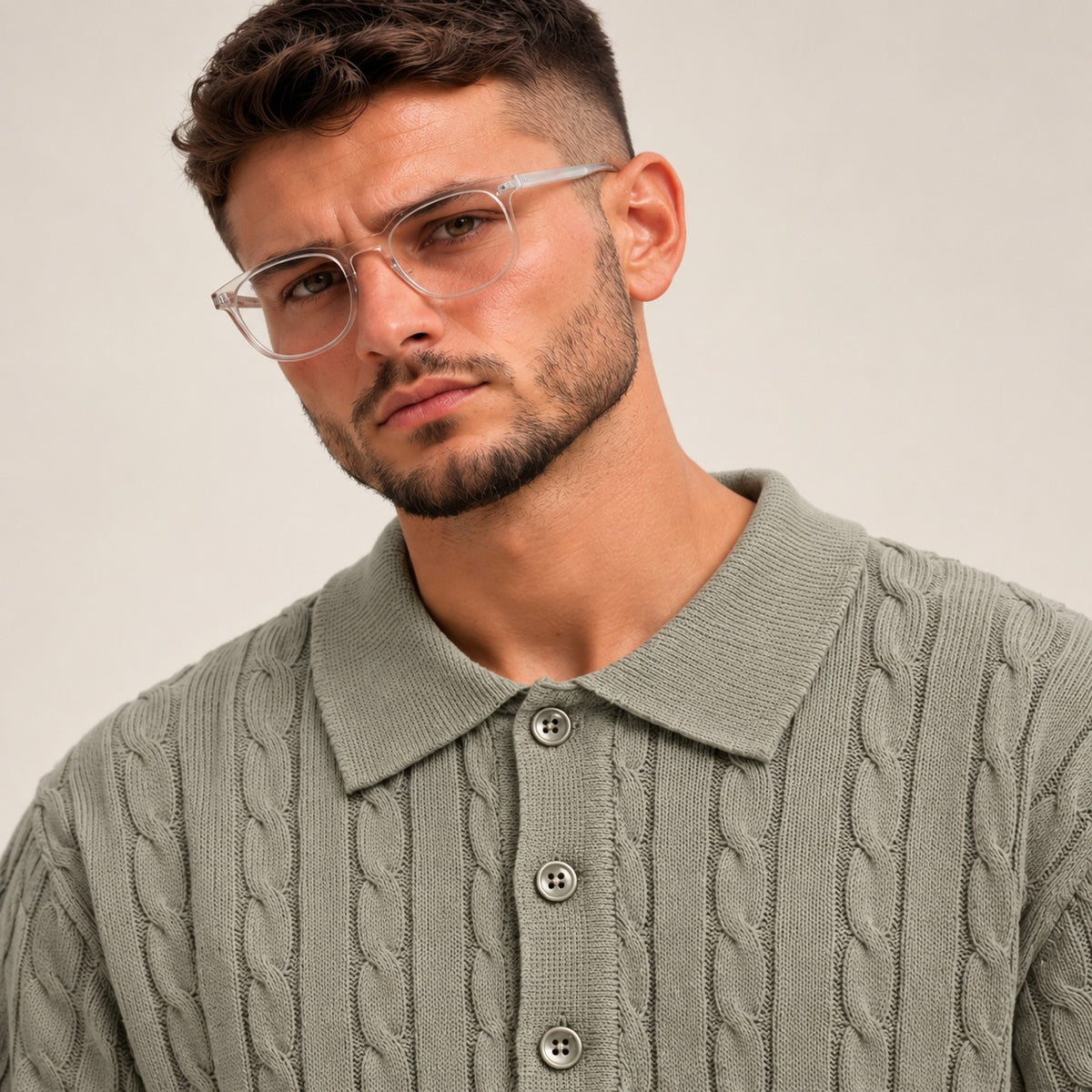 Textured Ribbed Grey Polo Men's T-shirt