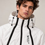 White Hooded Jacket with Black Zippers