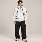 White Hooded Jacket with Black Zippers