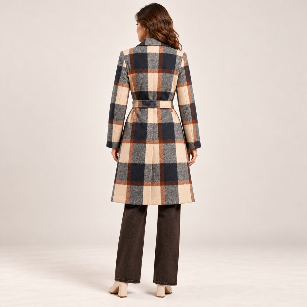 Women Long Length Tweed Coat