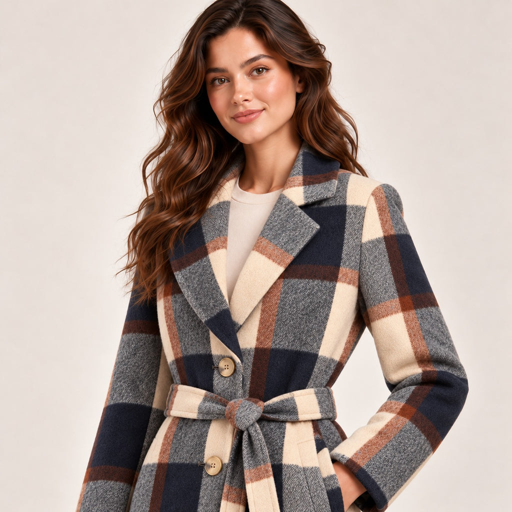 Women Long Length Tweed Coat