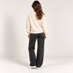 Women's Round Plain White Sweater