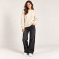 Women's Round Plain White Sweater