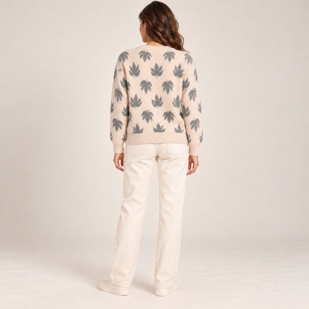 Women's Round Printed Leaf Sweater