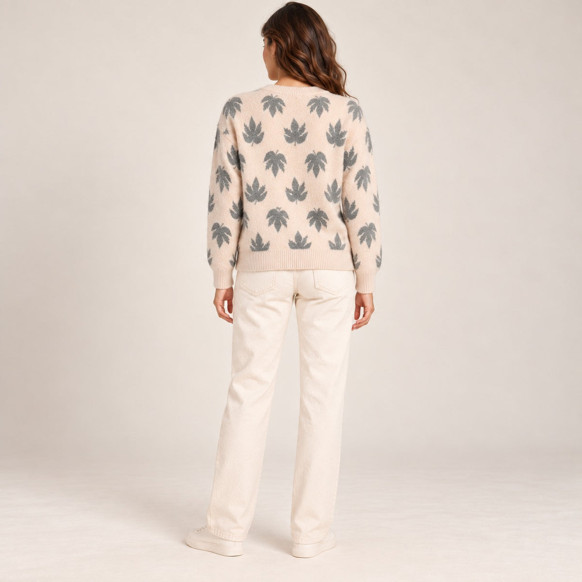 Women's Round Printed Leaf Sweater