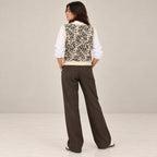 Women's Sleeveless Round-Neck Printed Sweater