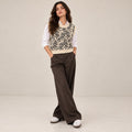 Women's Sleeveless Round-Neck Printed Sweater