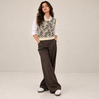 Women's Sleeveless Round-Neck Printed Sweater