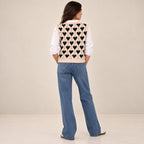 Women's Sleeveless V-Neck Printed Sweater
