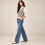 Women's Sleeveless V-Neck Printed Sweater