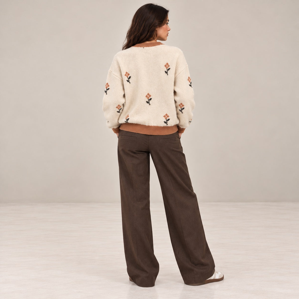 Women's Warm Round Printed Sweater