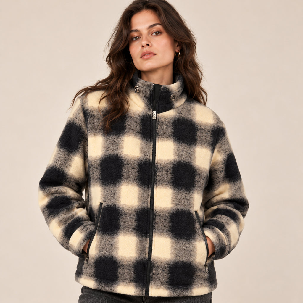 Women's Zipper Check Shacket