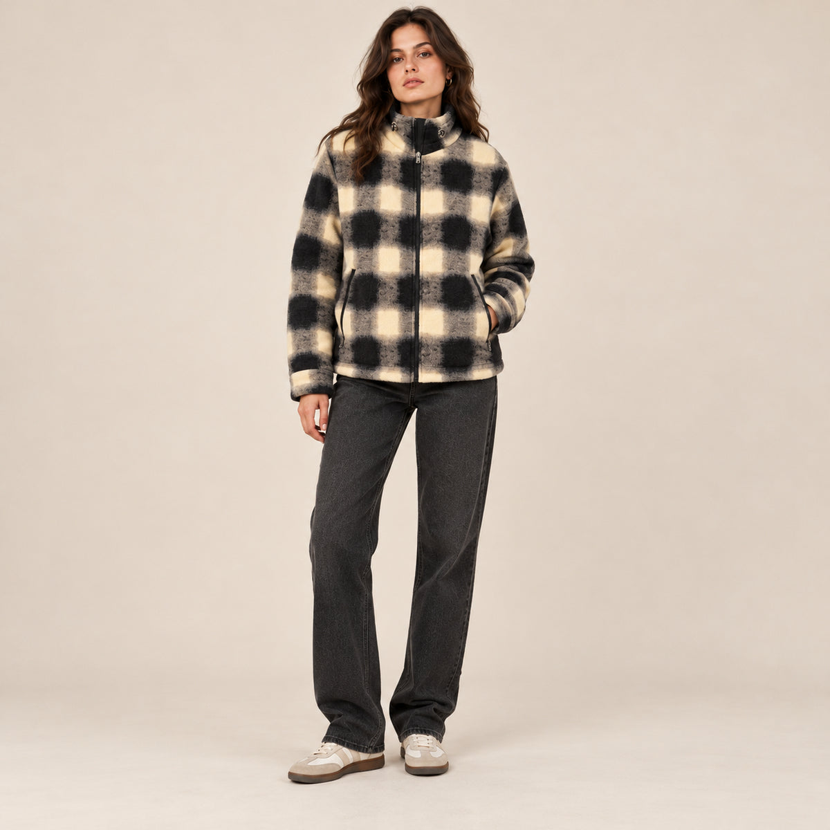 Women's Zipper Check Shacket