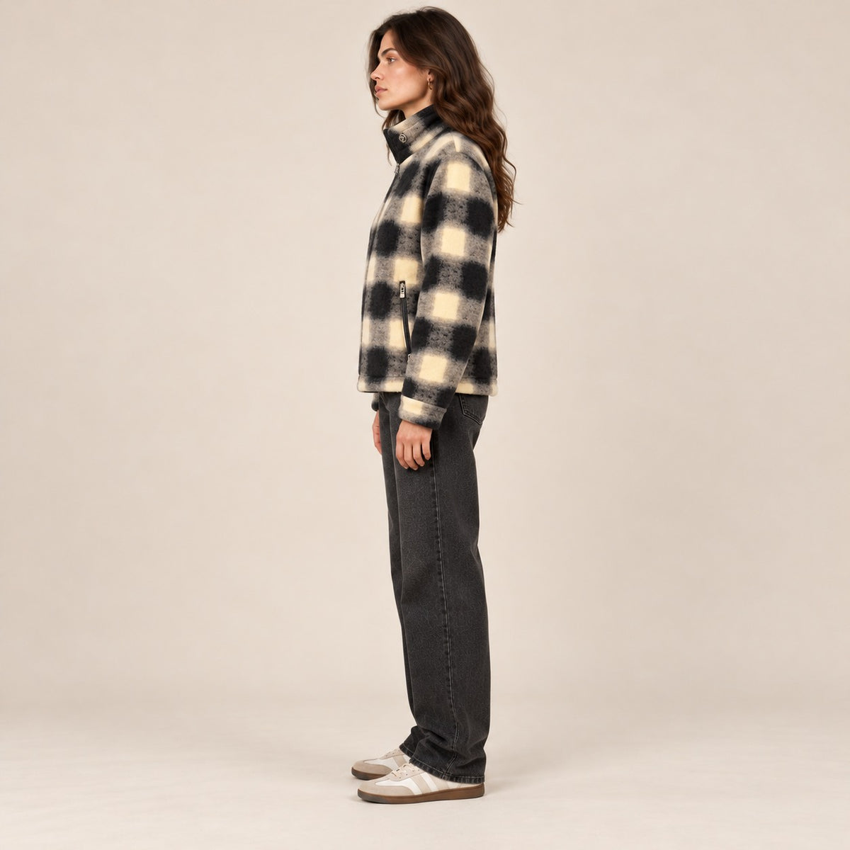 Women's Zipper Check Shacket