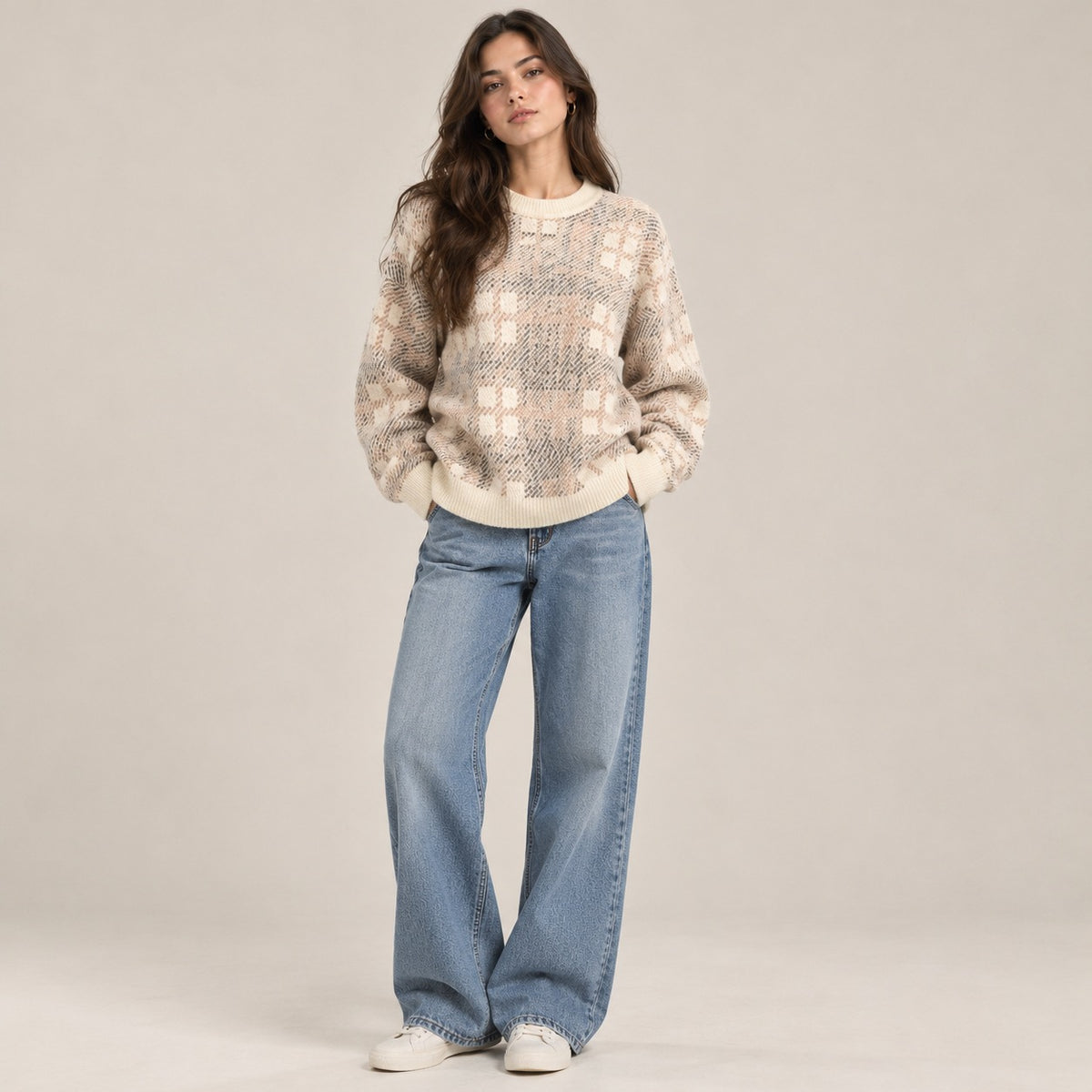 Women's Round Printed Design Sweater