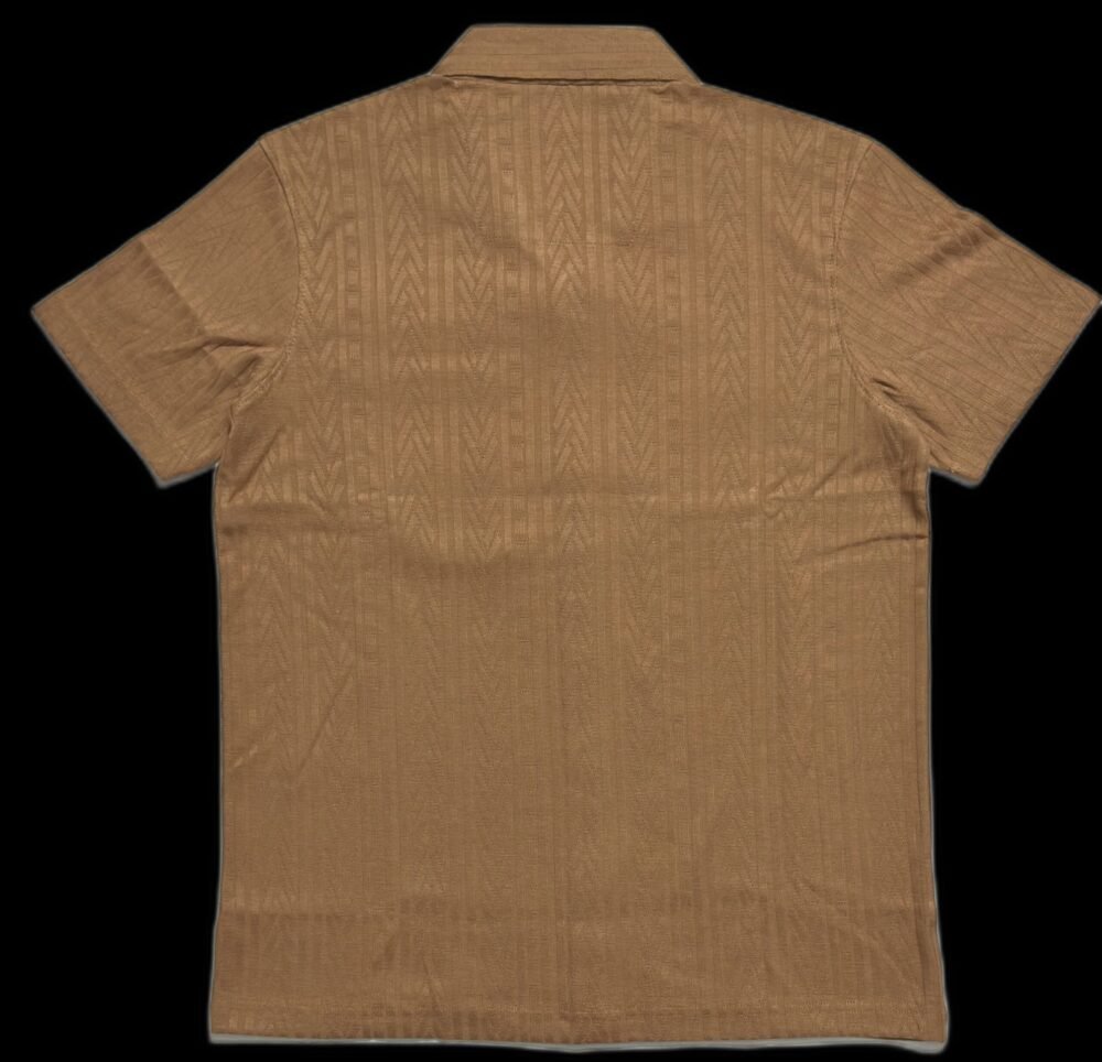 BROWN FLAIR RNIT PLAIN SS CUBAN COLLAR TS- 2723 - Image 2