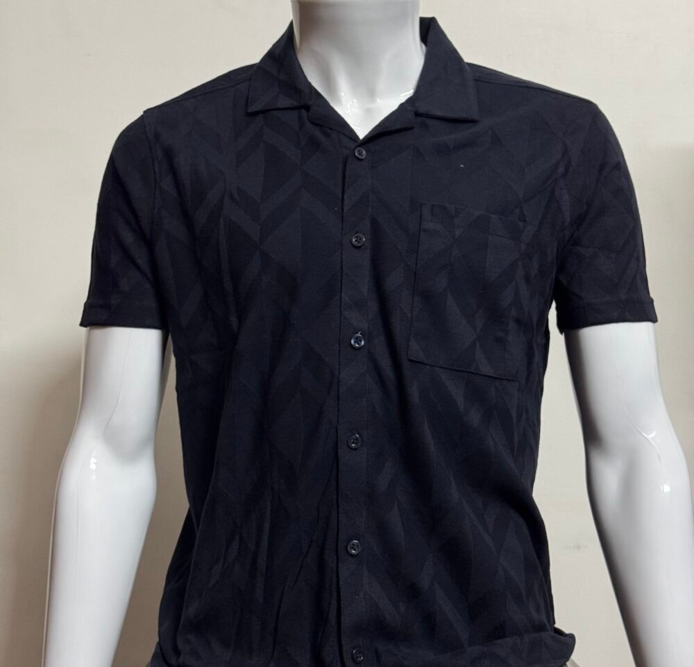 Navy Ribbed  PLAIN SS CUBAN COLLAR  TS-8123